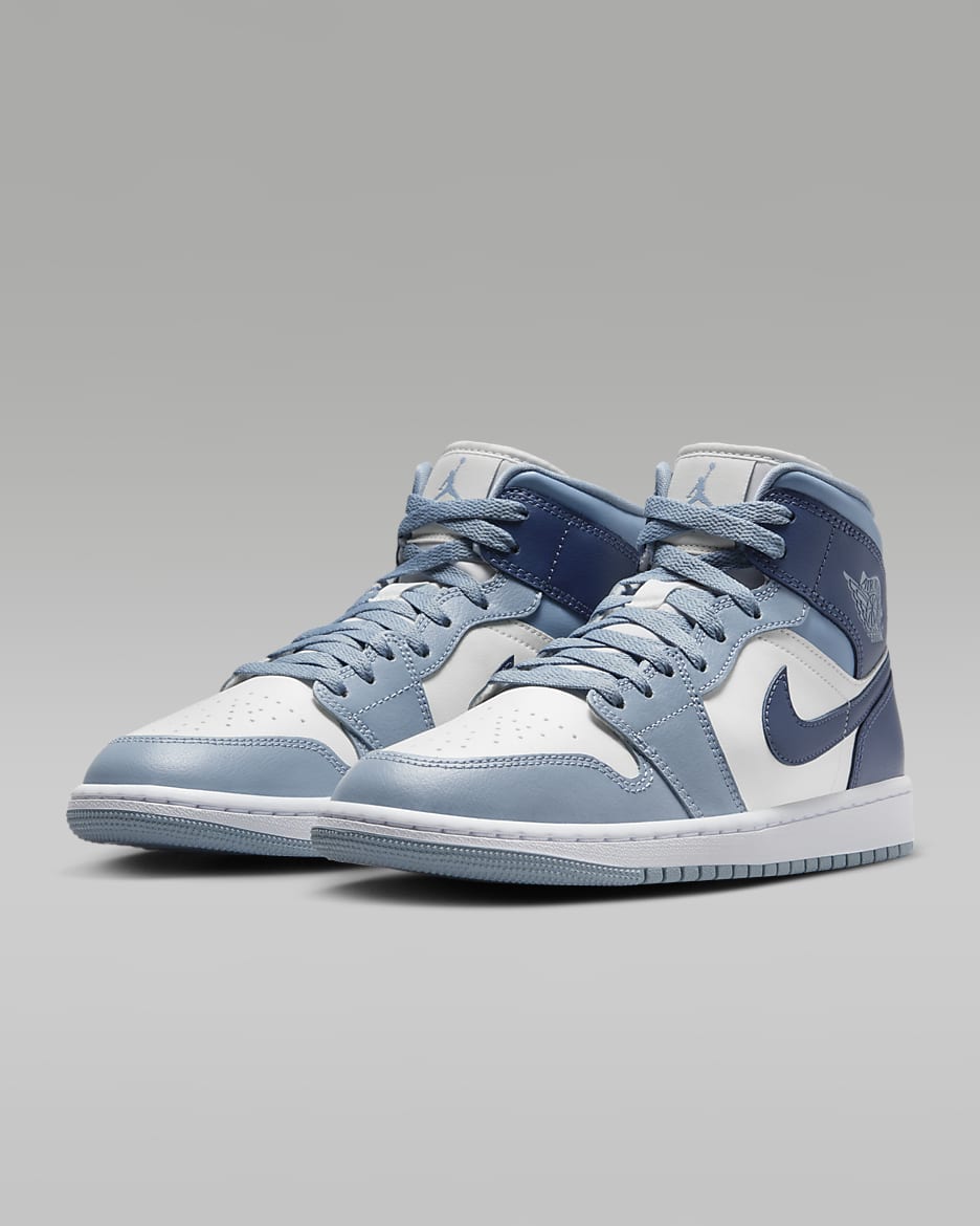 Air Jordan 1 Mid Women's Shoes - Sail/Blue Grey/White/Diffused Blue