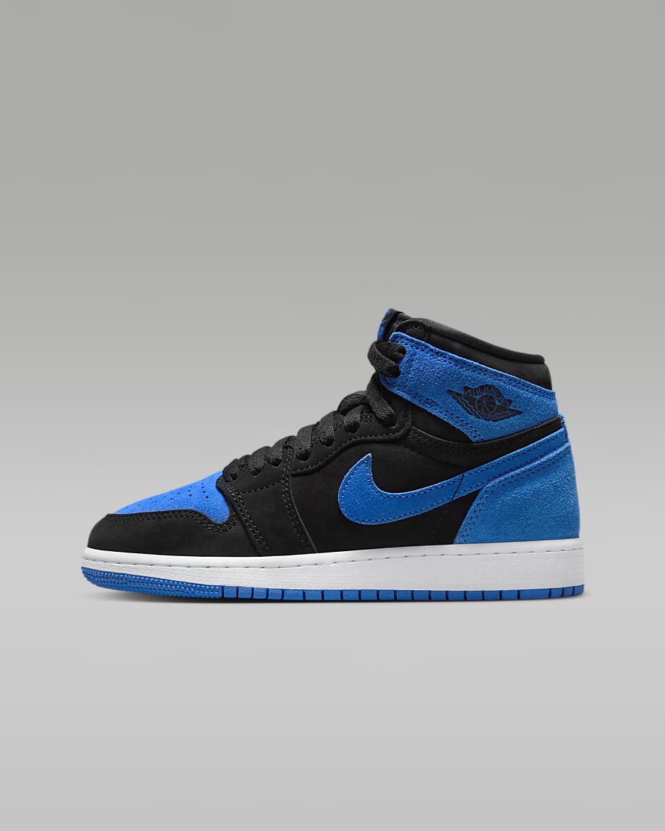 Air Jordan 1 High OG Big Kids' Shoes - Black/White/Royal Blue/Royal Blue