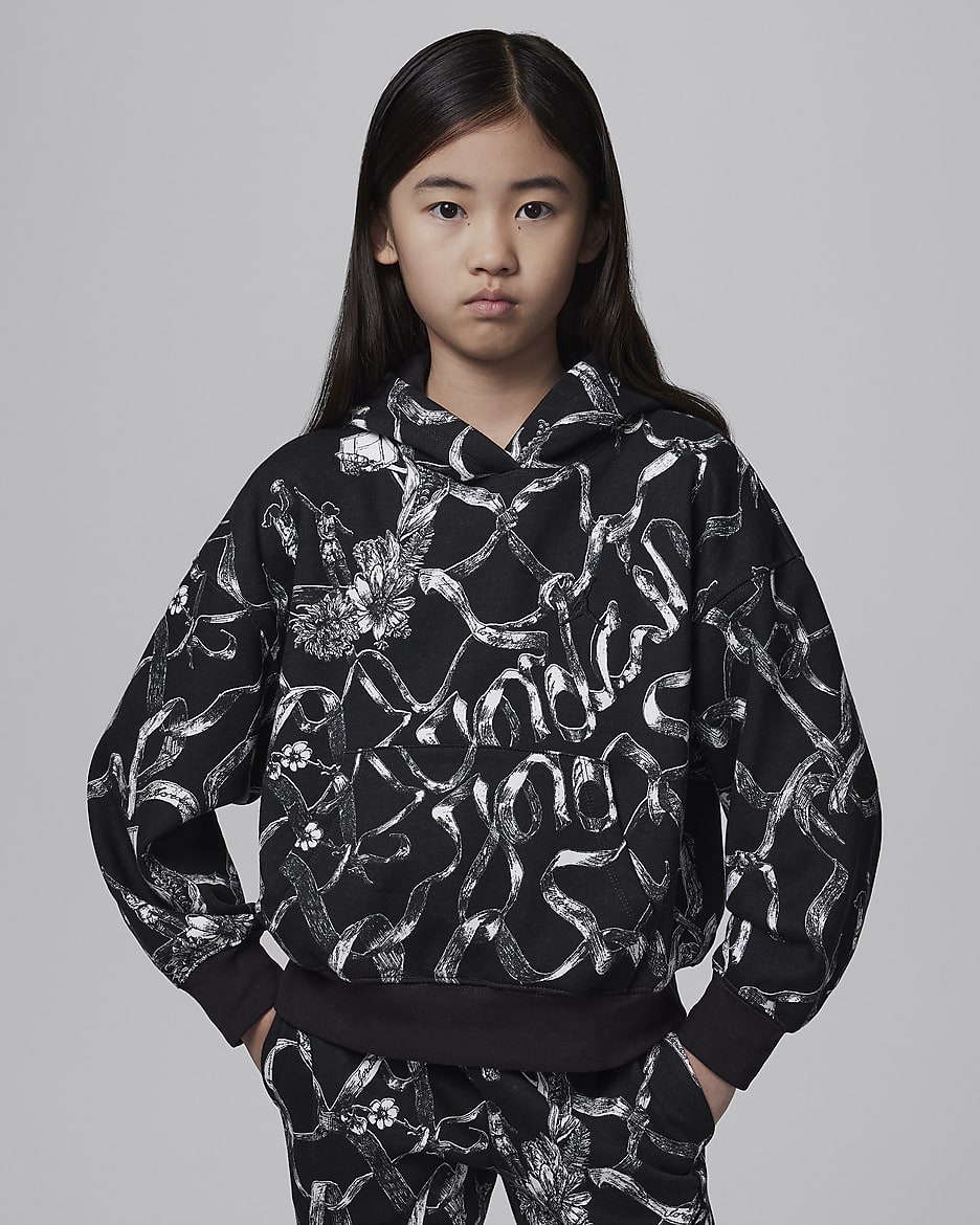 Jordan Big Kids' Brooklyn Fleece Printed Pullover Hoodie - Off Noir