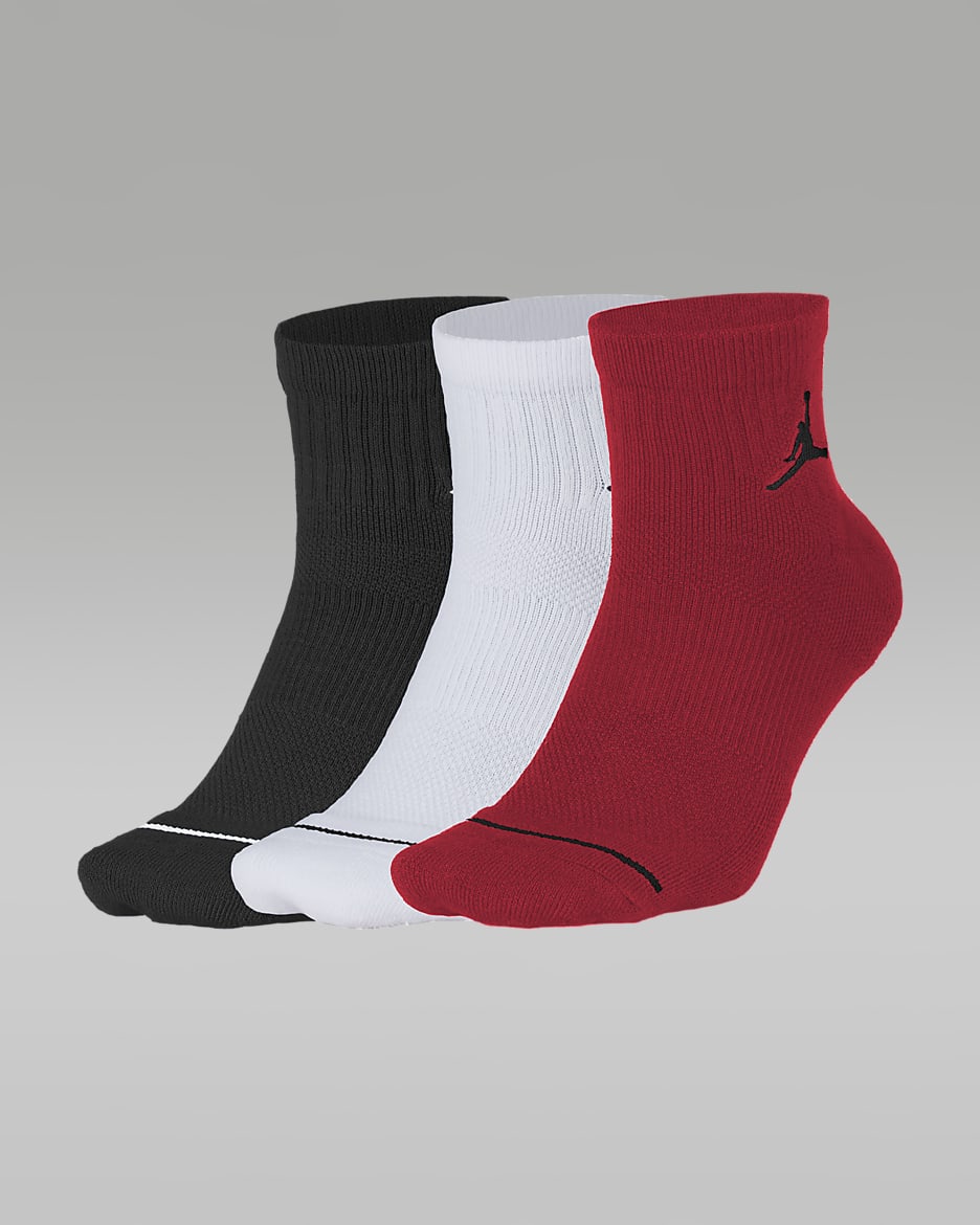 Jordan Everyday Max Ankles Socks (3 Pairs) - Multi-Colour/White/Gym Red
