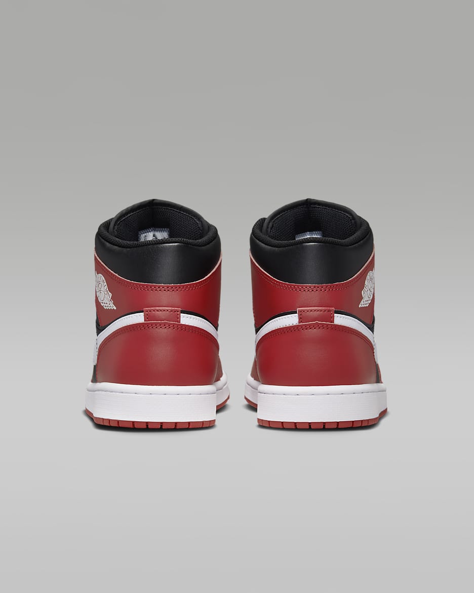 Air Jordan 1 Mid-sko til mænd - sort/Gym Red/hvid