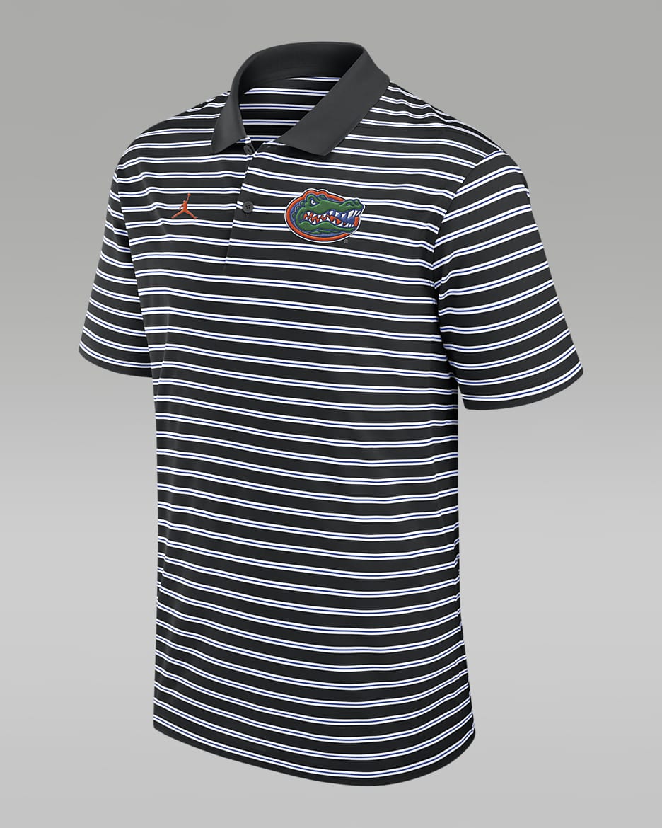 Polo universitario Jordan Dri-FIT para hombre Florida Gators Primetime Victory Striped - Negro