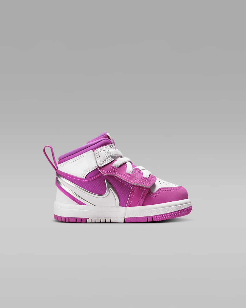 Tenis para bebé e infantil Jordan 1 Mid RM EasyOn - Rosa pasión/Blanco