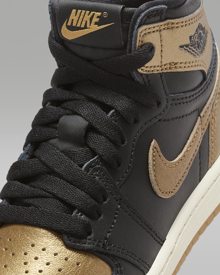 Jordan 1 Retro High OG "Black and Gold" Little Kids' Shoes - Black/Sail/Metallic Gold