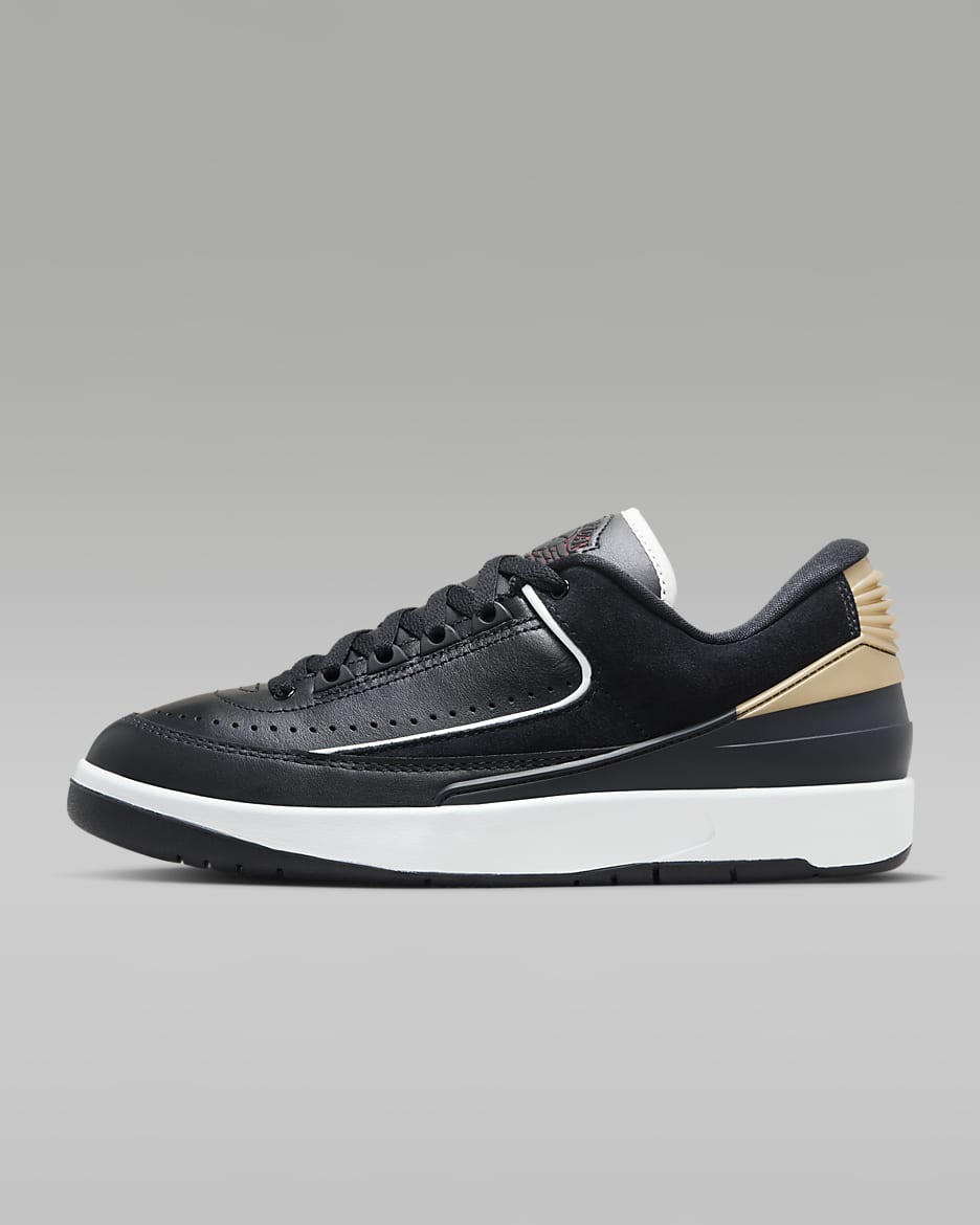 Air Jordan 2 Retro Low "Black/Varsity Red" Women's Shoes - Black/Metallic Gold/Off White/Varsity Red