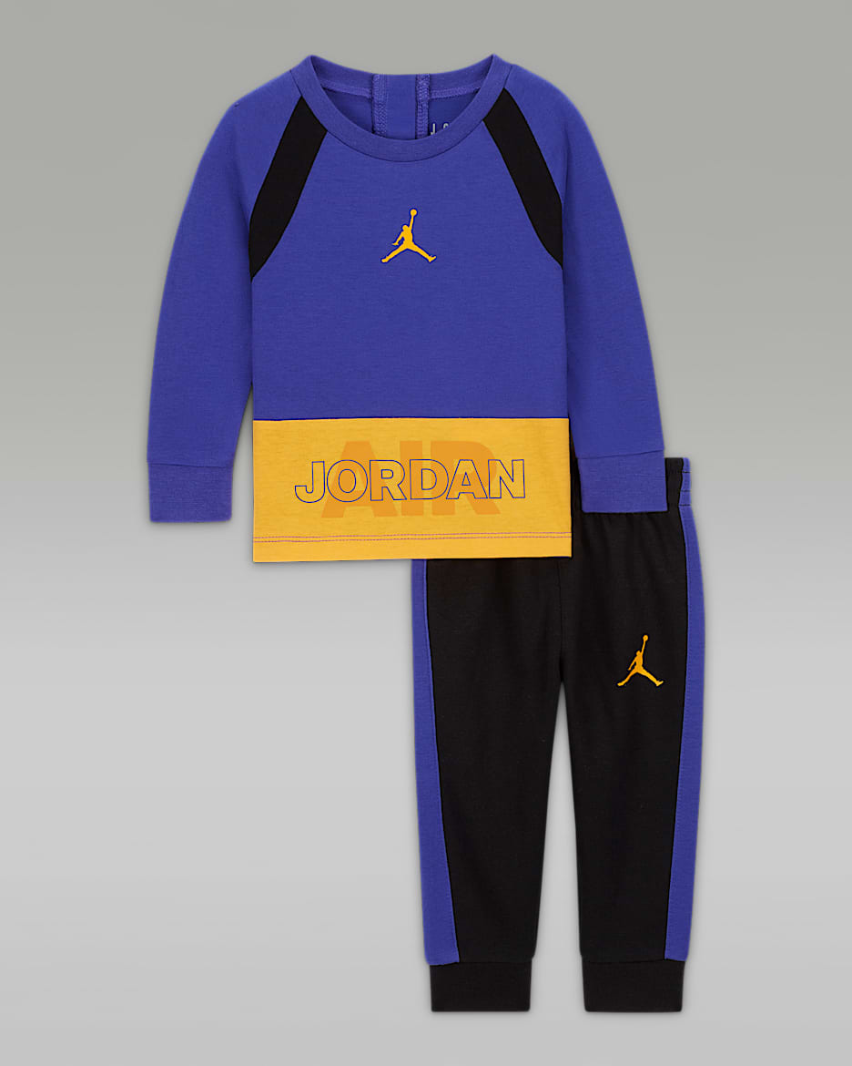 Jordan Baseline Raglan Crew Set Baby (3-6M) Set - Black
