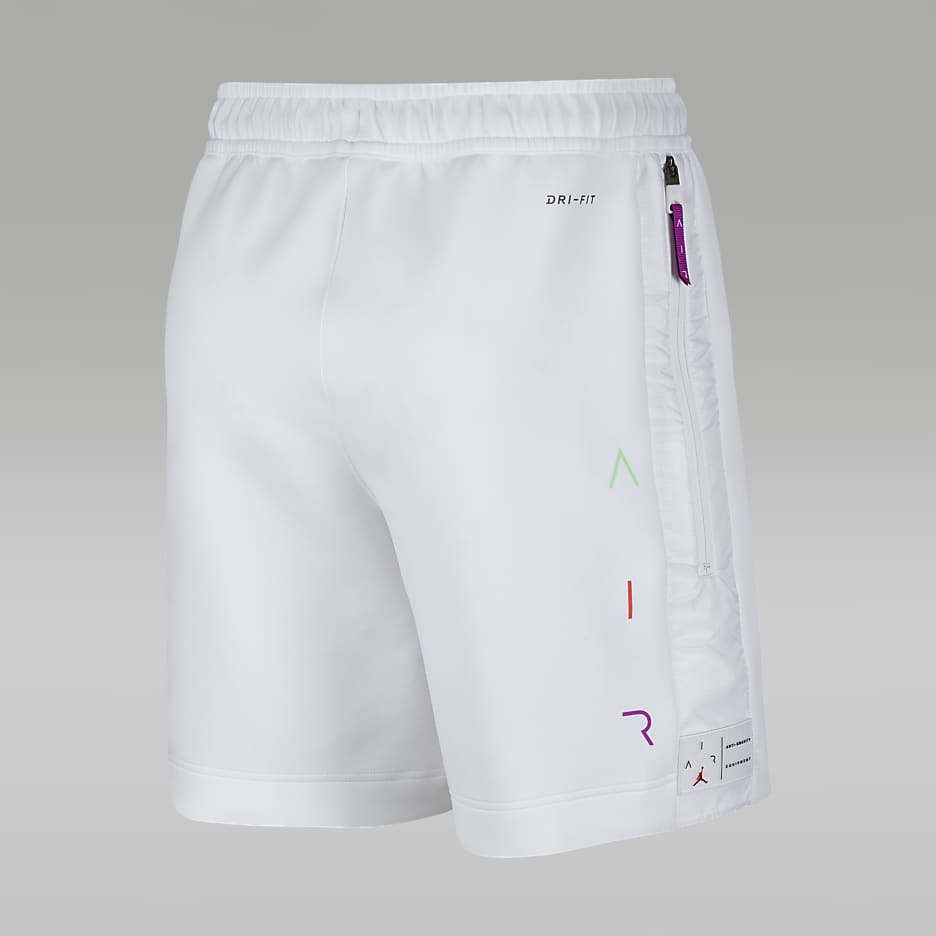 Jordan Air Men’s Fleece Shorts - White/White/Vivid Purple/Infrared 23
