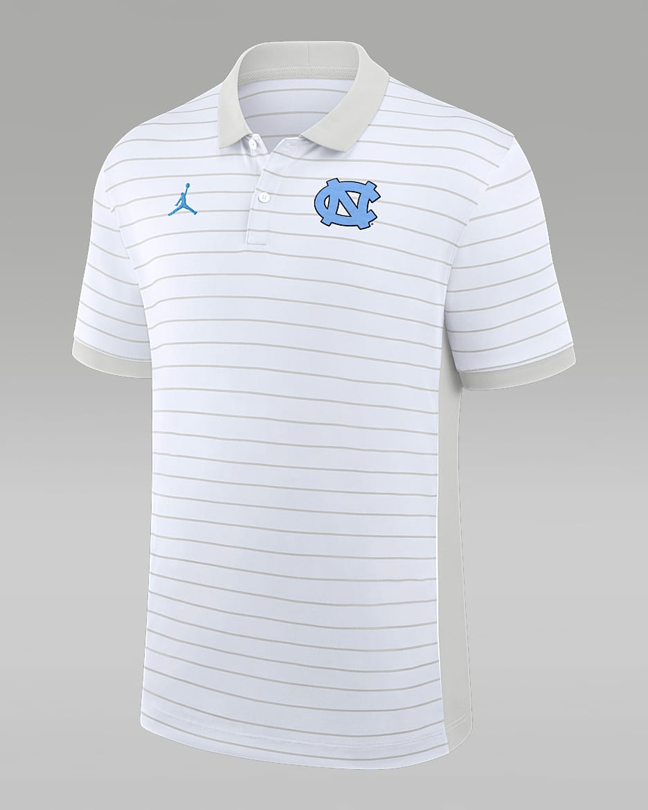 North Carolina Sideline Victory Stripe Men's Jordan Brand Dri-FIT College Polo - White