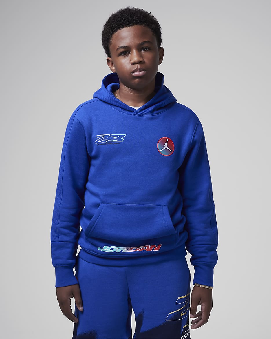 Jordan MJ Moto Big Kids' Fleece Pullover Hoodie - Hyper Royal