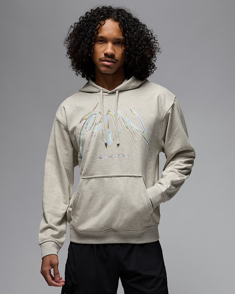 Jordan Sport Crossover Men's Dri-FIT Pullover Fleece Hoodie - Grey Heather/White