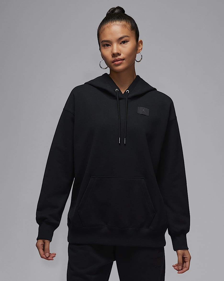 Sudadera con gorro forrada con satén para mujer Jordan Flight Fleece - Negro/Gris humo oscuro