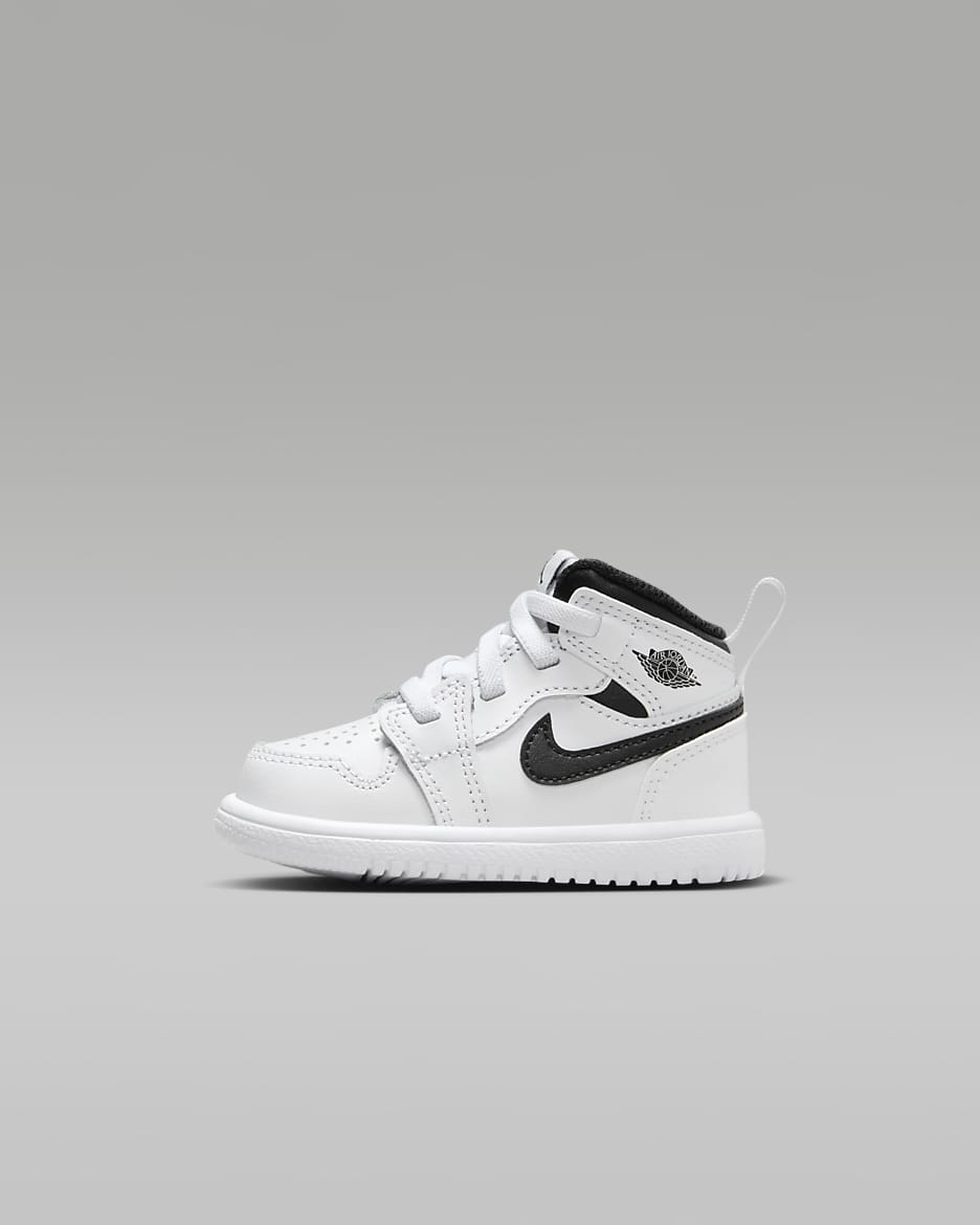 Jordan 1 Mid Alt Schuh für Babys und Kleinkinder - Weiß/Weiß/Schwarz/Schwarz