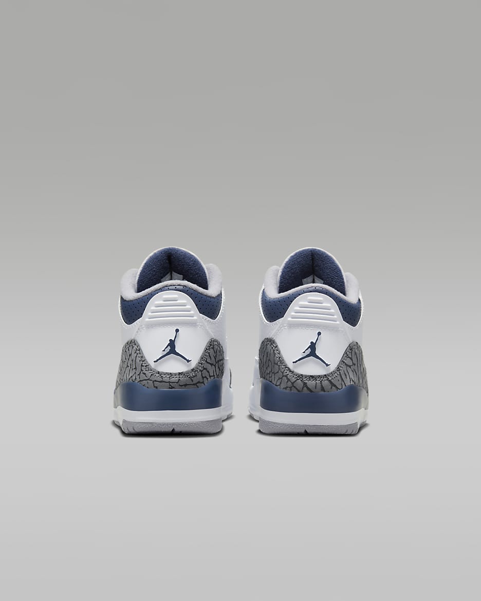 Jordan 3 Retro Younger Kids' Shoes - White/Cement Grey/Black/Midnight Navy