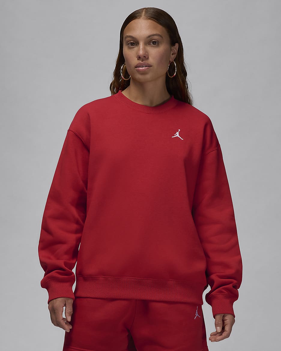 Jordan Brooklyn Fleece Sıfır Yaka Kadın Sweatshirt'ü - Gym Red/Beyaz