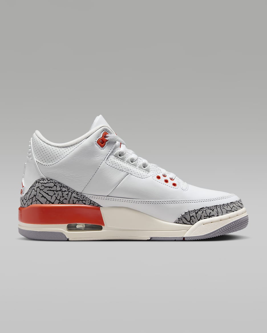 Calzado para mujer Air Jordan 3 Retro - Blanco/Vela/Gris cemento/Arcilla cósmico