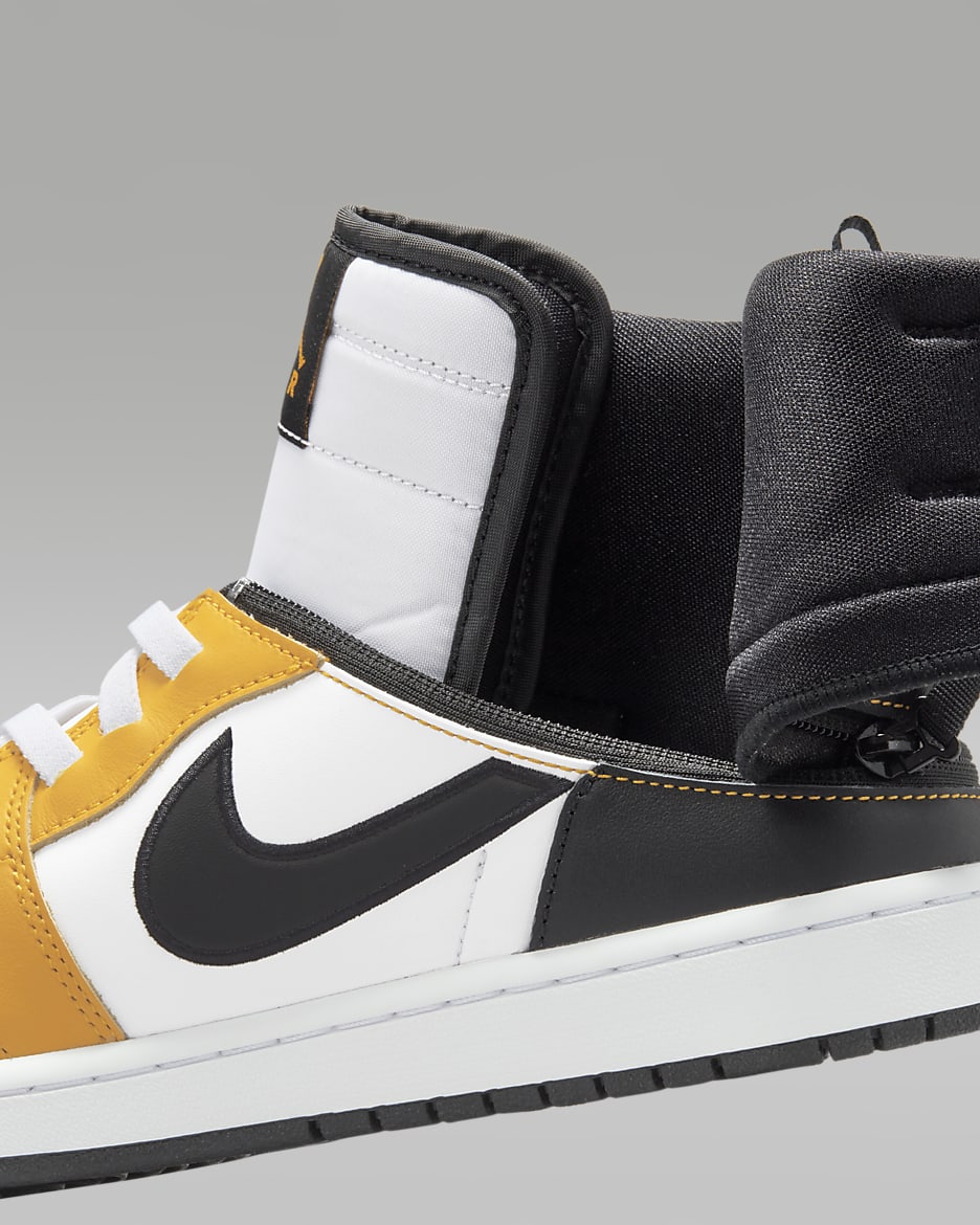 Air Jordan 1 Hi FlyEase-sko til mænd - hvid/Yellow Ochre/hvid/sort