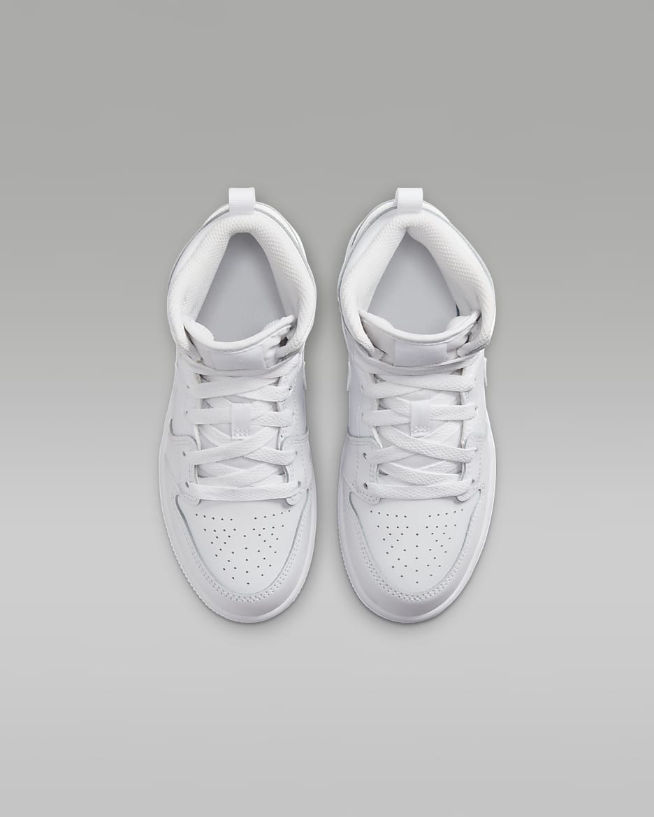 Chaussure Jordan 1 Mid pour Jeune enfant - Blanc/Blanc/Blanc
