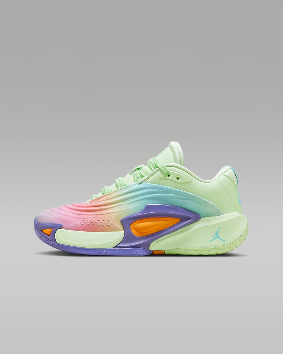 Luka 3 Big Kids' Basketball Shoes - Vapor Green/Cone/Psychic Purple/Hyper Jade