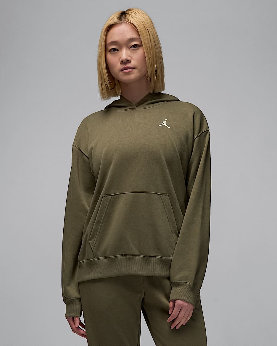 Sudadera con gorro sin cierre para mujer Jordan Brooklyn Fleece - Oliva medio/Blanco