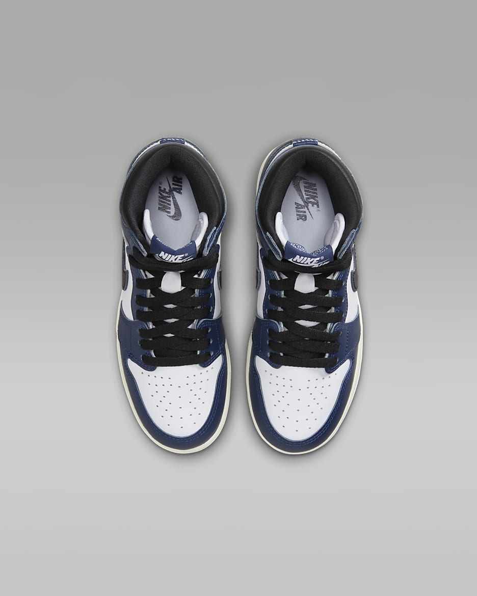 Tenis para niños grandes Air Jordan 1 Retro High OG "Midnight Navy" - Azul marino medianoche/Blanco/Vela/Negro