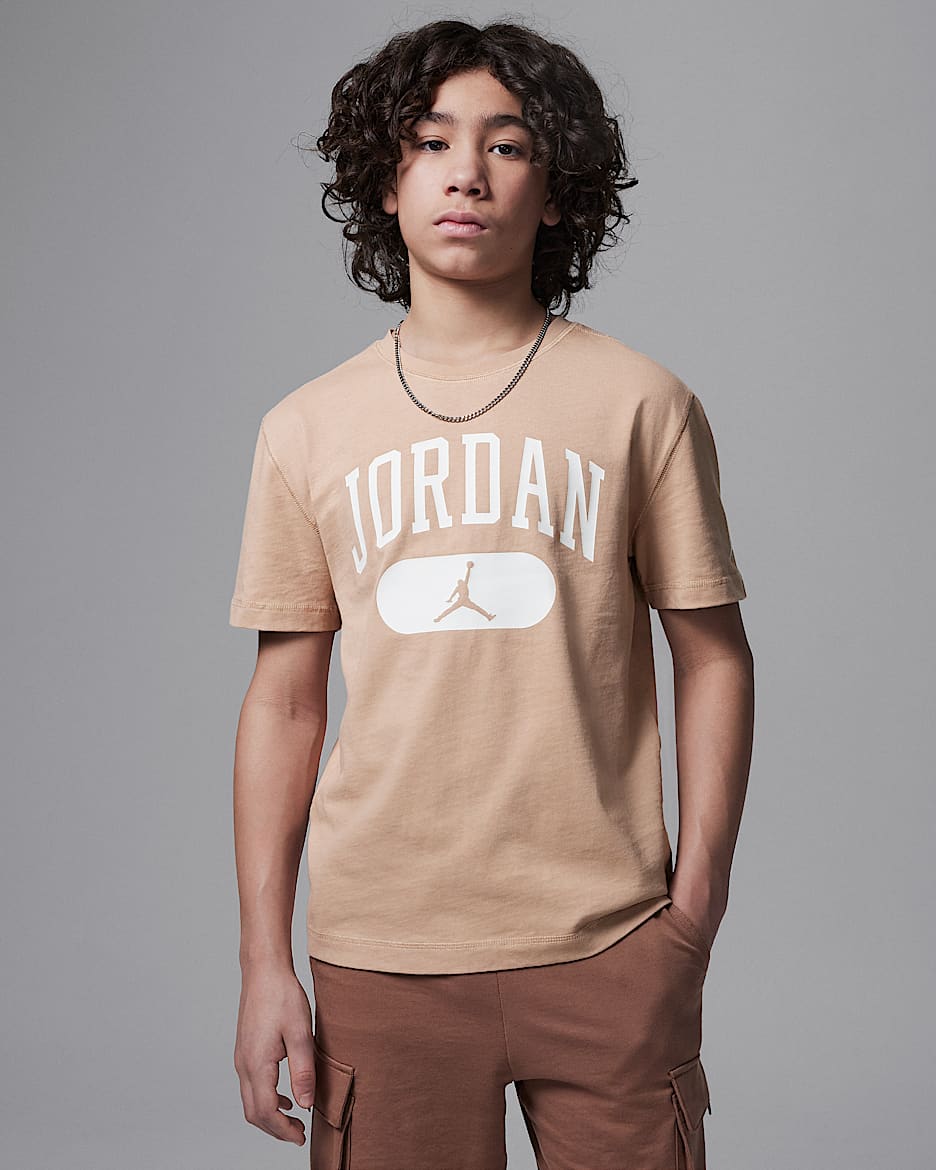 Jordan Big Kids' Elevate Wash T-Shirt - Hemp