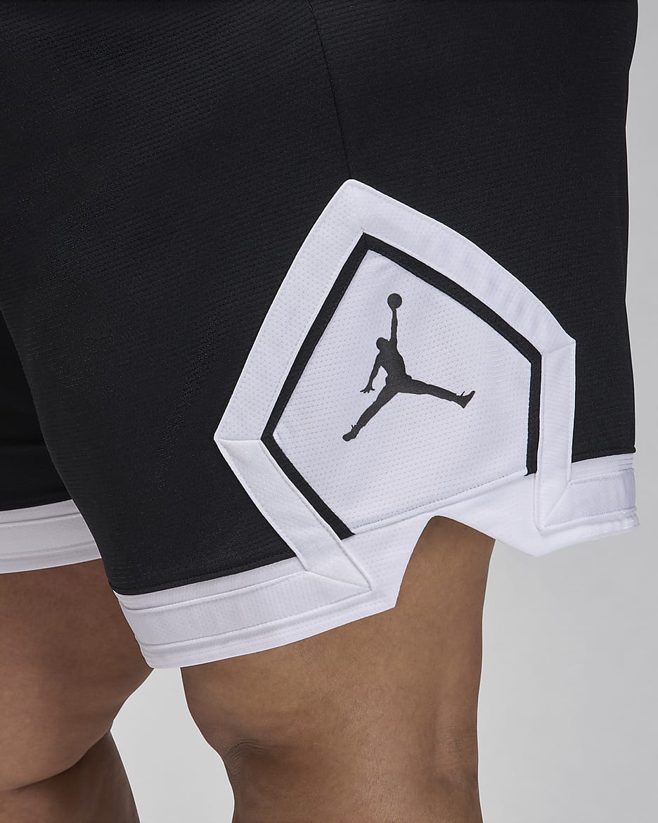 Jordan Sport Diamond-Shorts für Damen (große Größe) - Schwarz/Weiß/Weiß/Schwarz