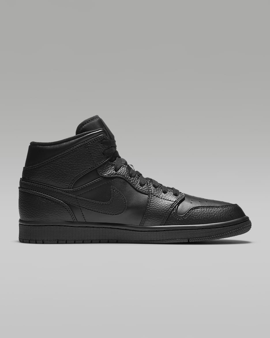 Air Jordan 1 Mid Shoes - Black/Black/Black