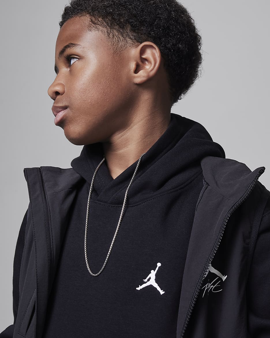 Jordan MJ Brooklyn Big Kids' Fleece Pullover Hoodie - Black