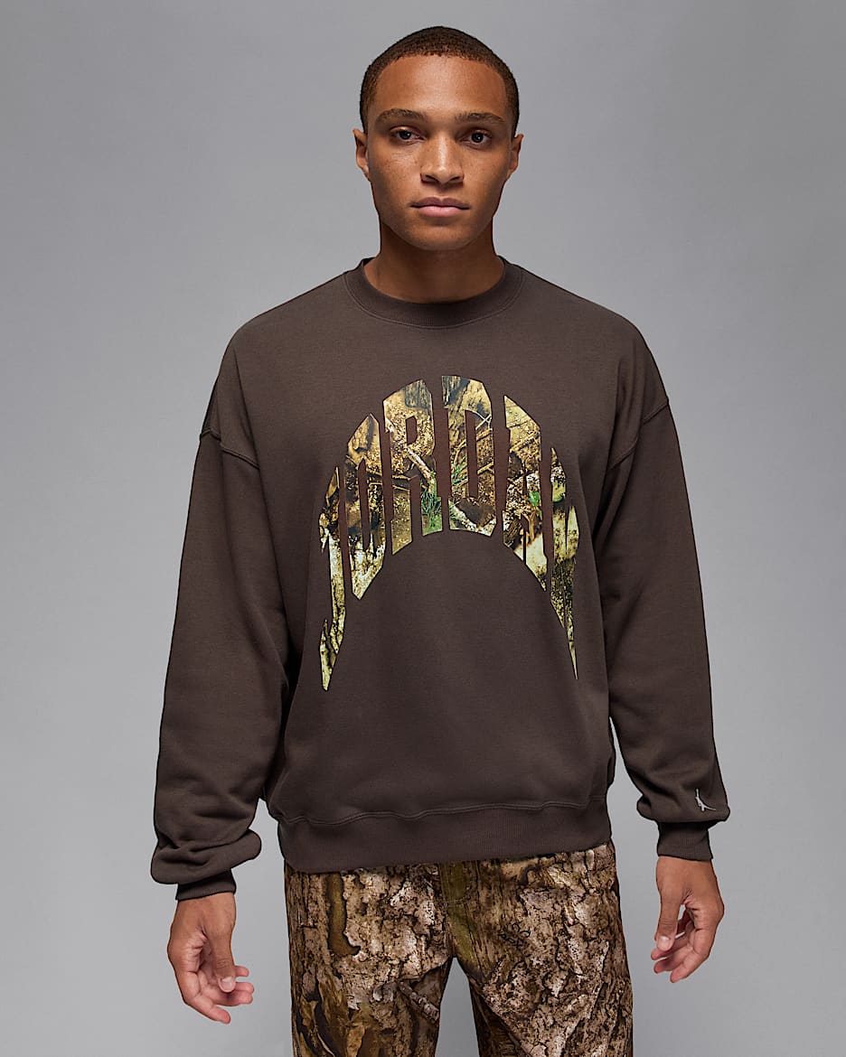 Jordan Brooklyn Men's French Terry Realtree Crew-neck Sweatshirt - Baroque Brown/Sail