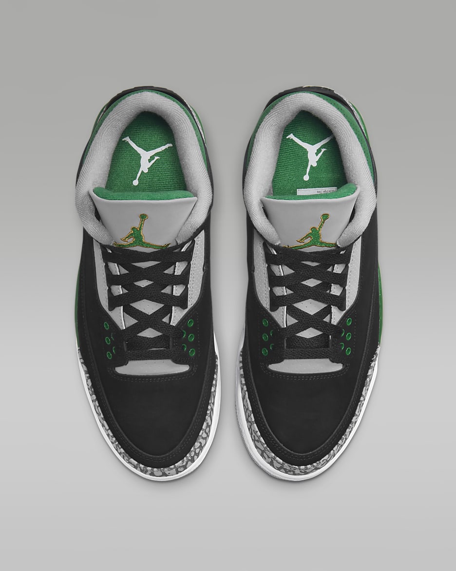 รองเท้าผู้ชาย Air Jordan 3 Retro - ดำ/Silver/ขาว/Pine Green