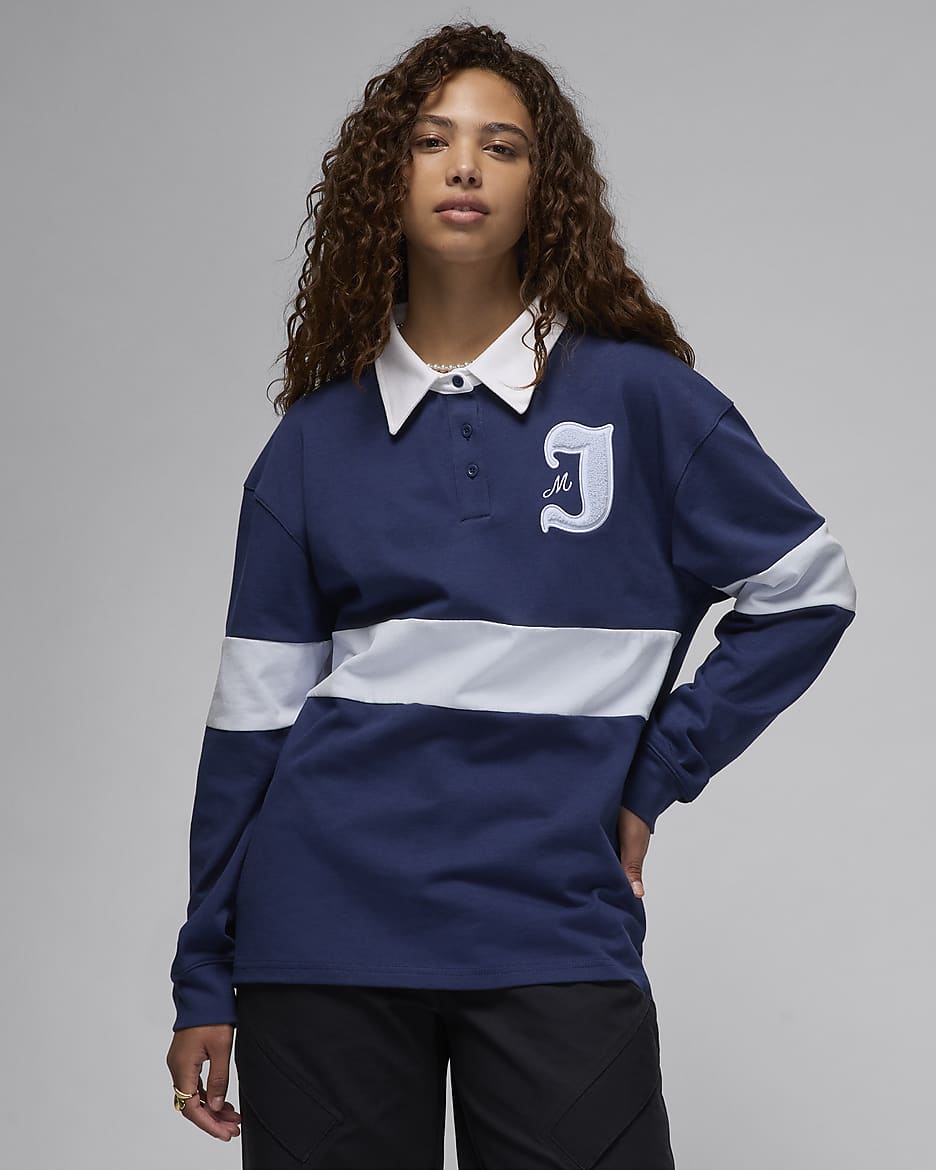 Jordan Women's Long-Sleeve Top - Midnight Navy/Football Grey/White