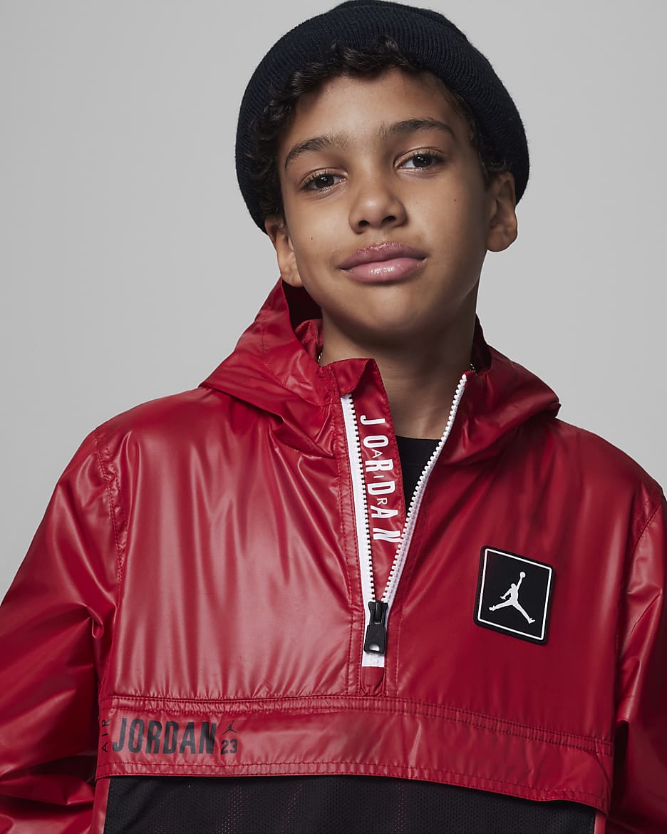 Jordan Half-Zip Windbreaker Older Kids' Jacket - Gym Red