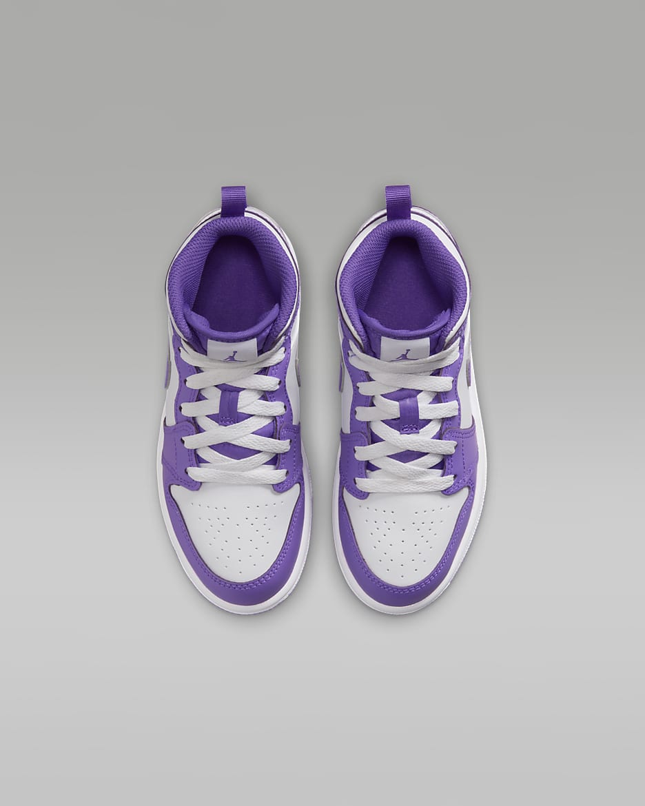 Chaussure Jordan 1 Mid pour jeune enfant - Purple Venom/Blanc