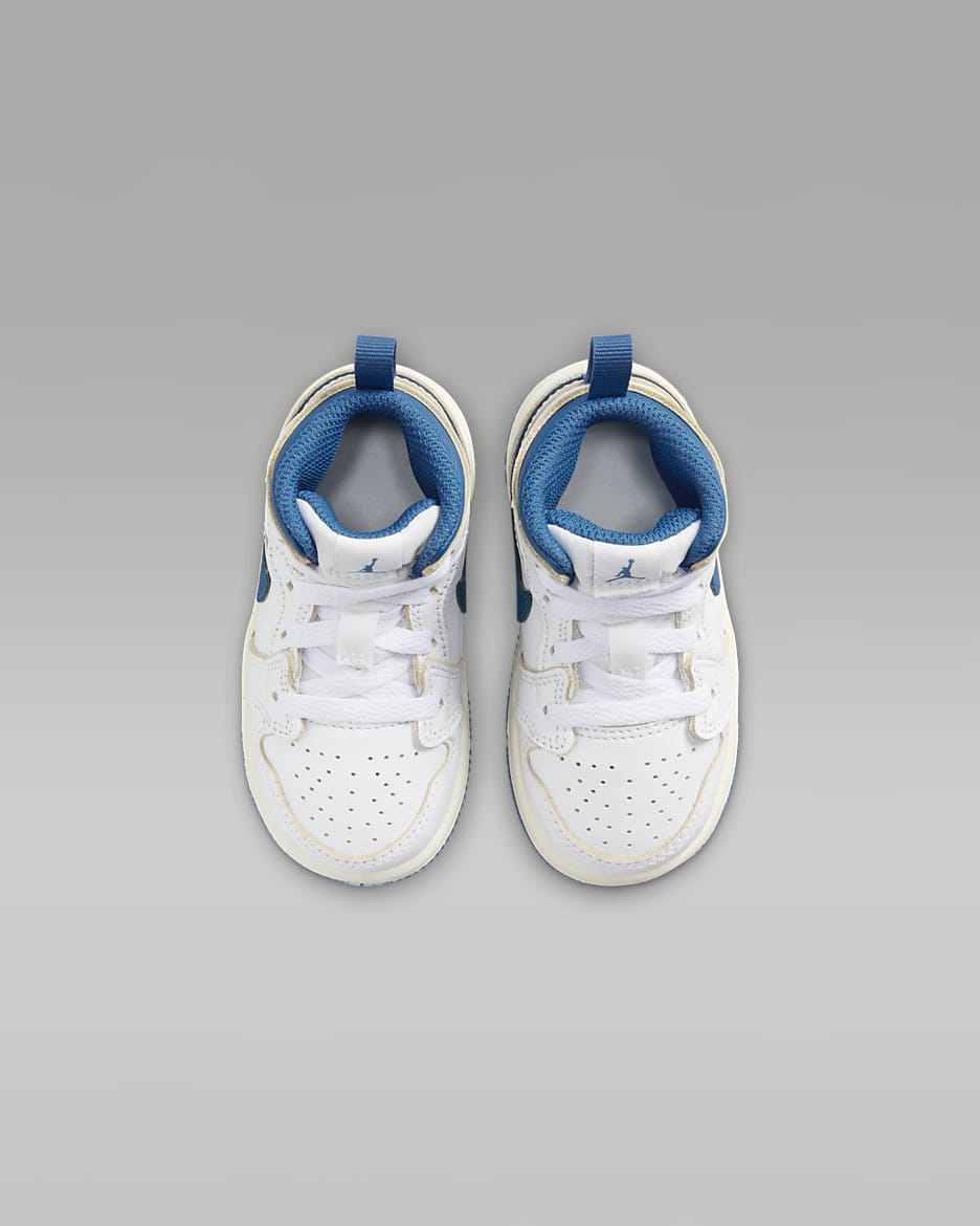 Jordan 1 Mid SE Baby/Toddler Shoes - White/Sail/Industrial Blue