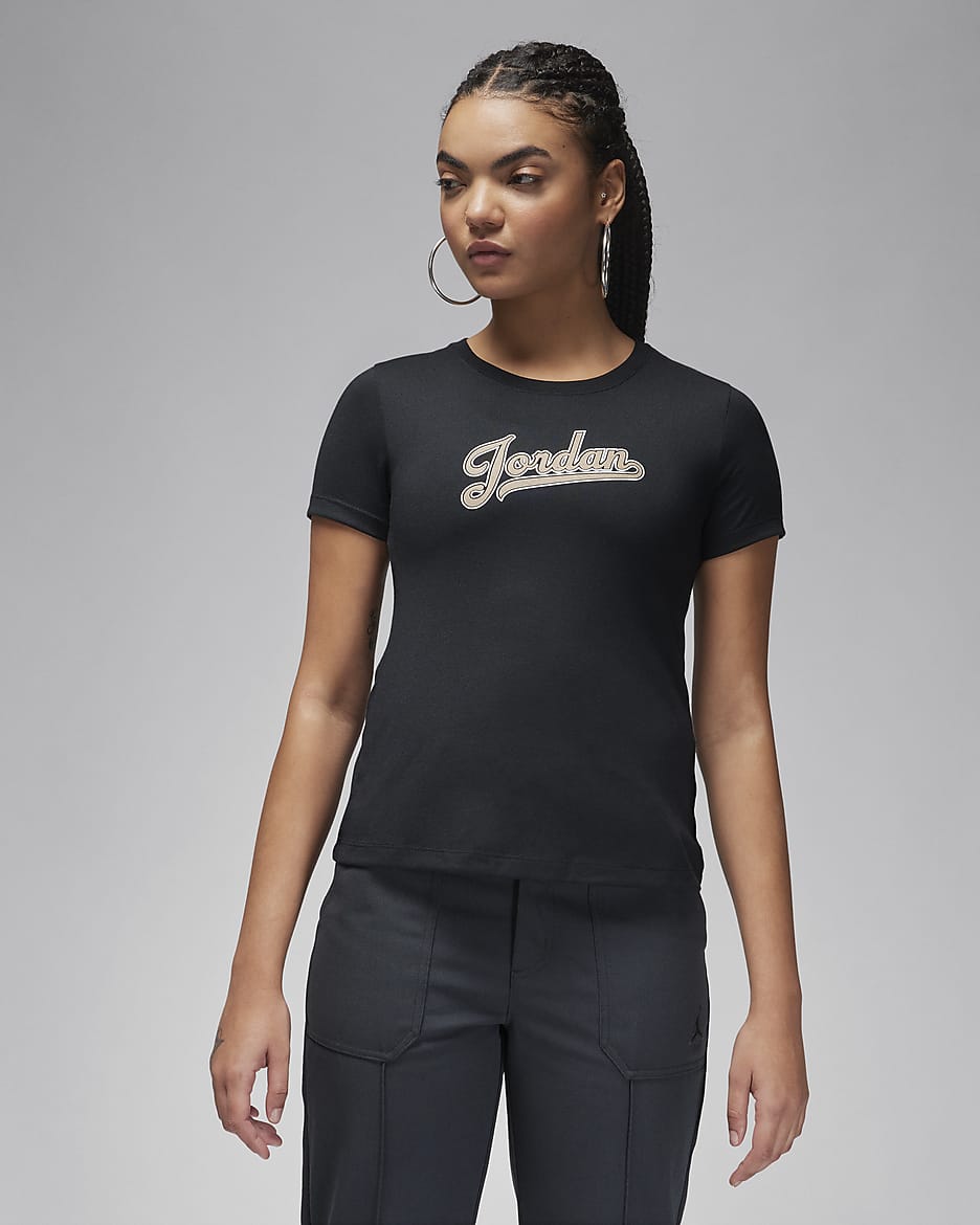 Jordan aansluitend T-shirt voor dames - Zwart/Legend Medium Brown