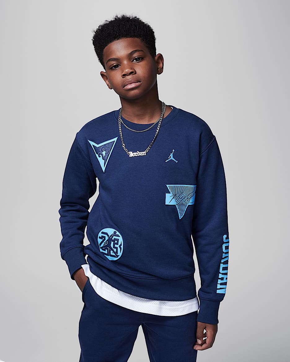 Playera de cuello redondo para niños talla grande Jordan "See Me Shine" - Azul marino medianoche