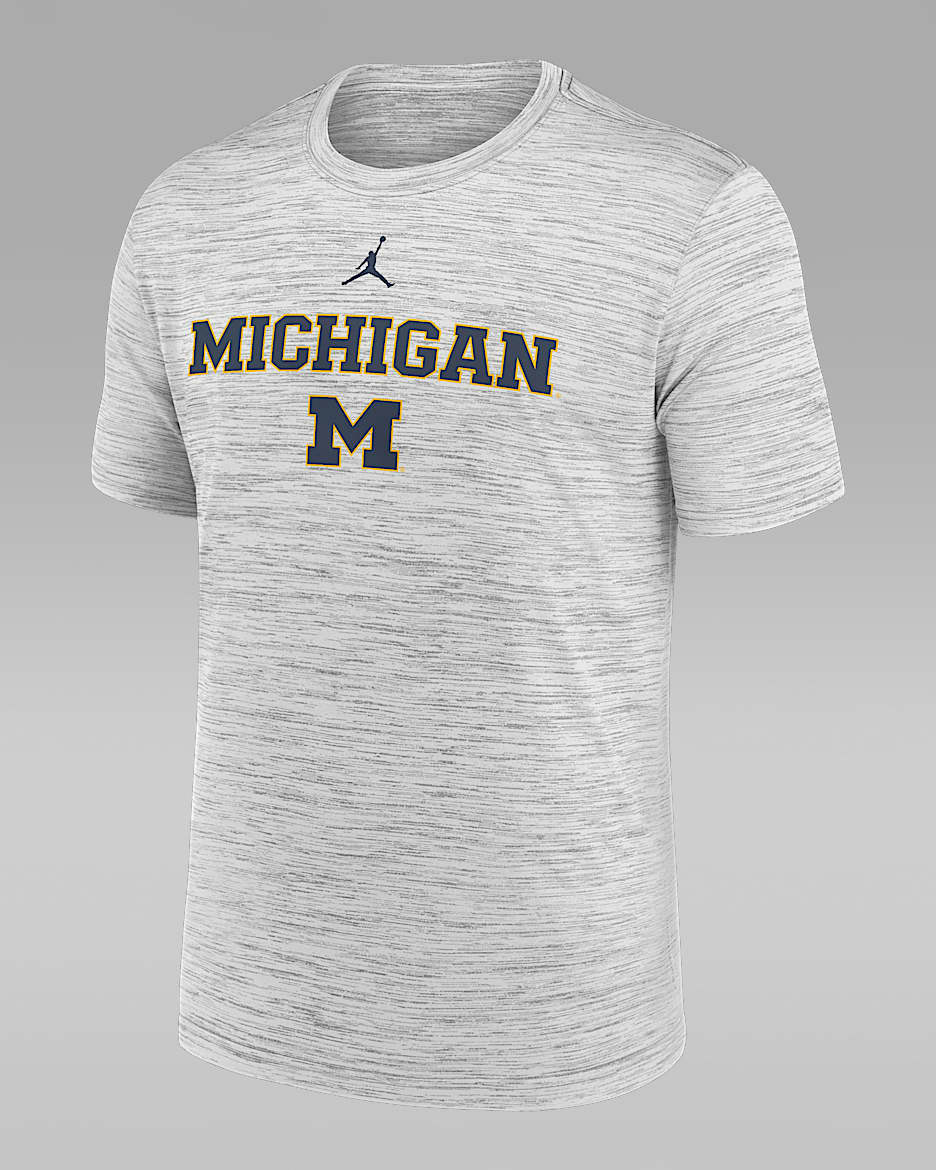Michigan Sideline Velocity Men's Jordan Brand Dri-FIT College T-Shirt - Grey