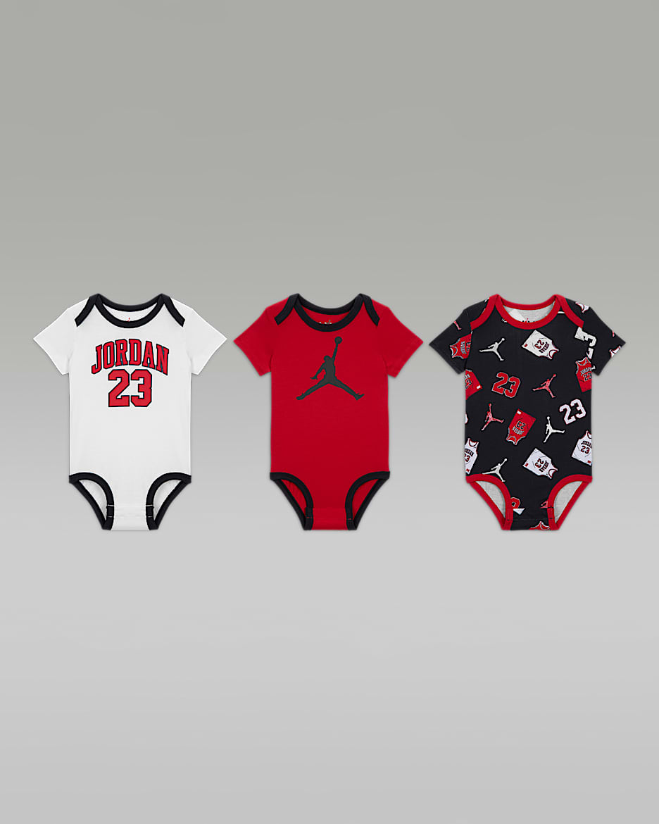 Jordan Baby (3-6M) 23 Jersey 3-Pack Bodysuits - Black