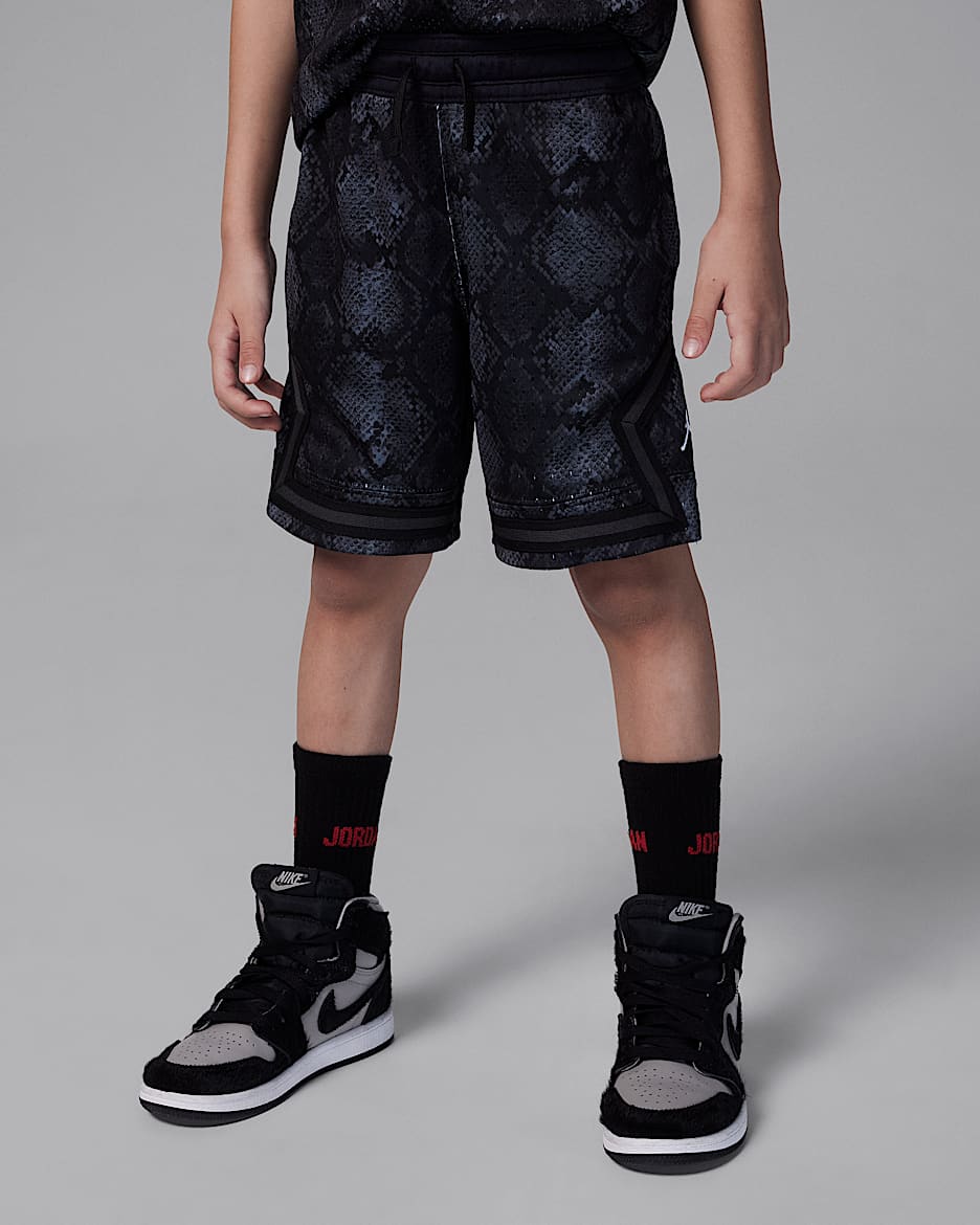 Shorts deportivos Diamond estampados MJ para preescolar Jordan Dri-FIT - Gris hierro/Negro