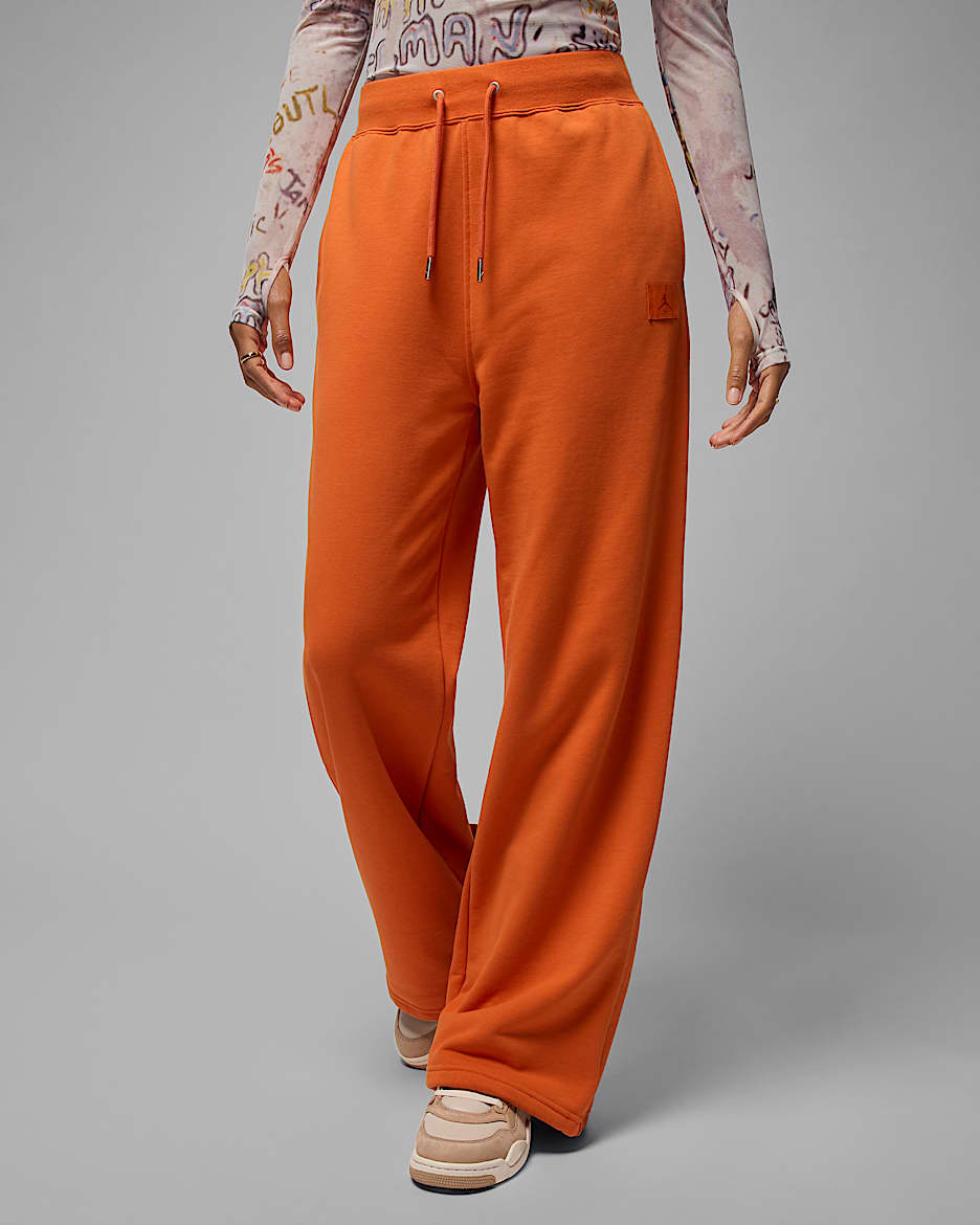 Jordan Flight Fleece Women's French Terry Open-Hem Trousers - Starfish/Campfire Orange