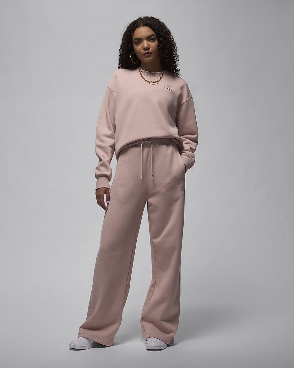 Jordan Flight Fleece 女款無縮口長褲 - Pink Oxford