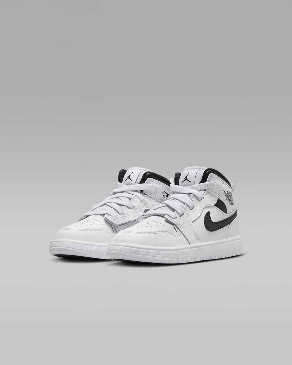 Calzado para niños de preescolar Jordan 1 Mid Alt - Blanco/Blanco/Negro/Negro