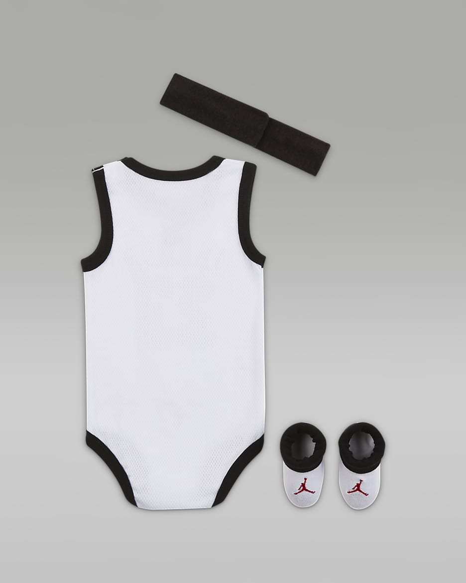 Jordan 3-Piece Mesh Jersey Bodysuit Box Set Baby 3-Piece Bodysuit Box Set - White