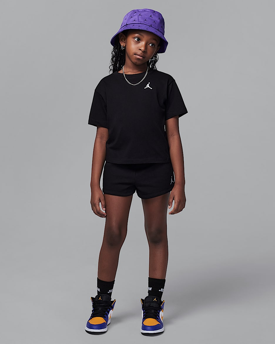 Σετ δύο τεμαχίων με φλις σορτς Jordan Brooklyn Essentials για μικρά παιδιά - Μαύρο