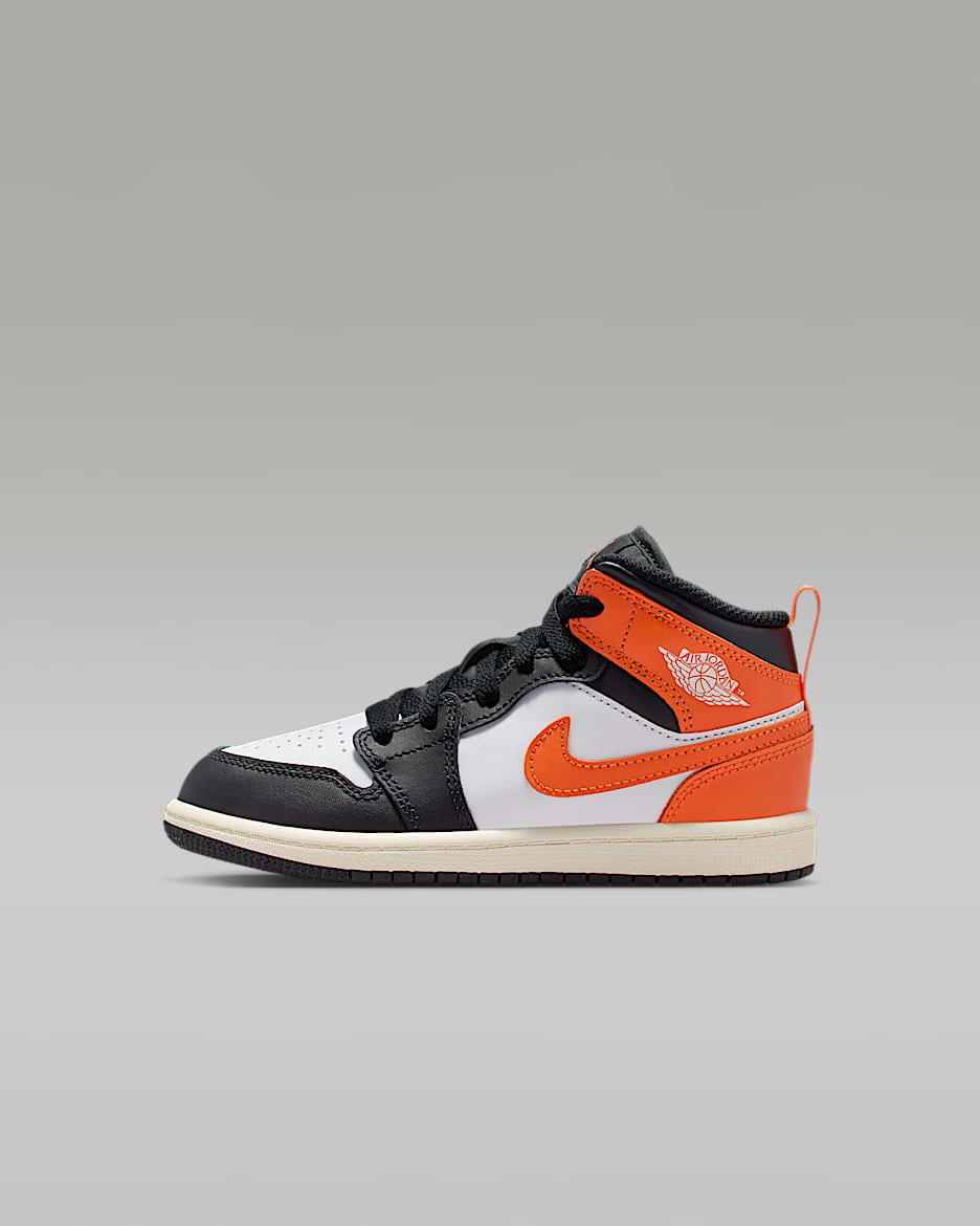 Jordan 1 Mid Little Kids' Shoes - Starfish/White/Sail/Black