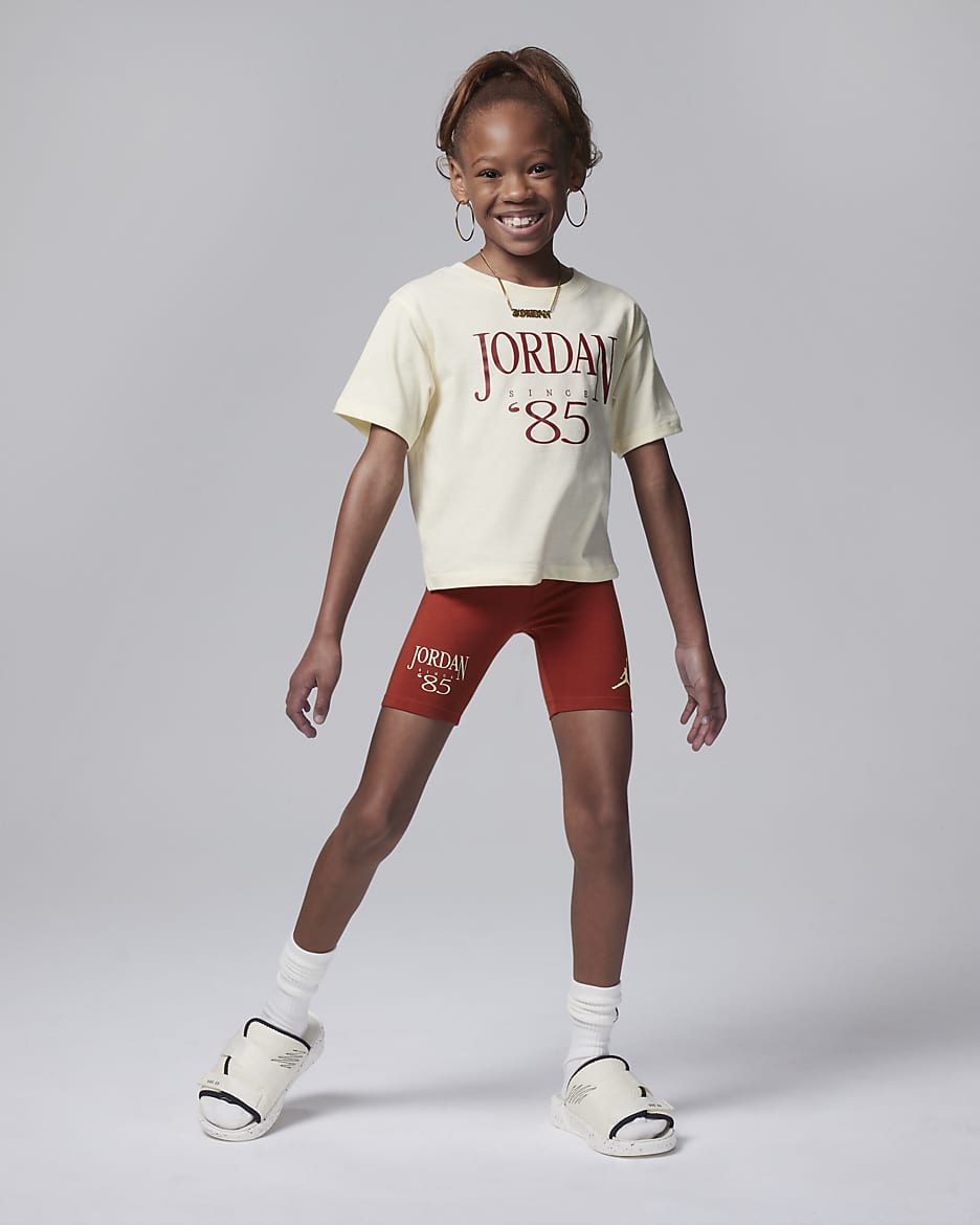 Jordan Brooklyn Mini Me Bike Shorts Set für jüngere Kinder - Dune Red