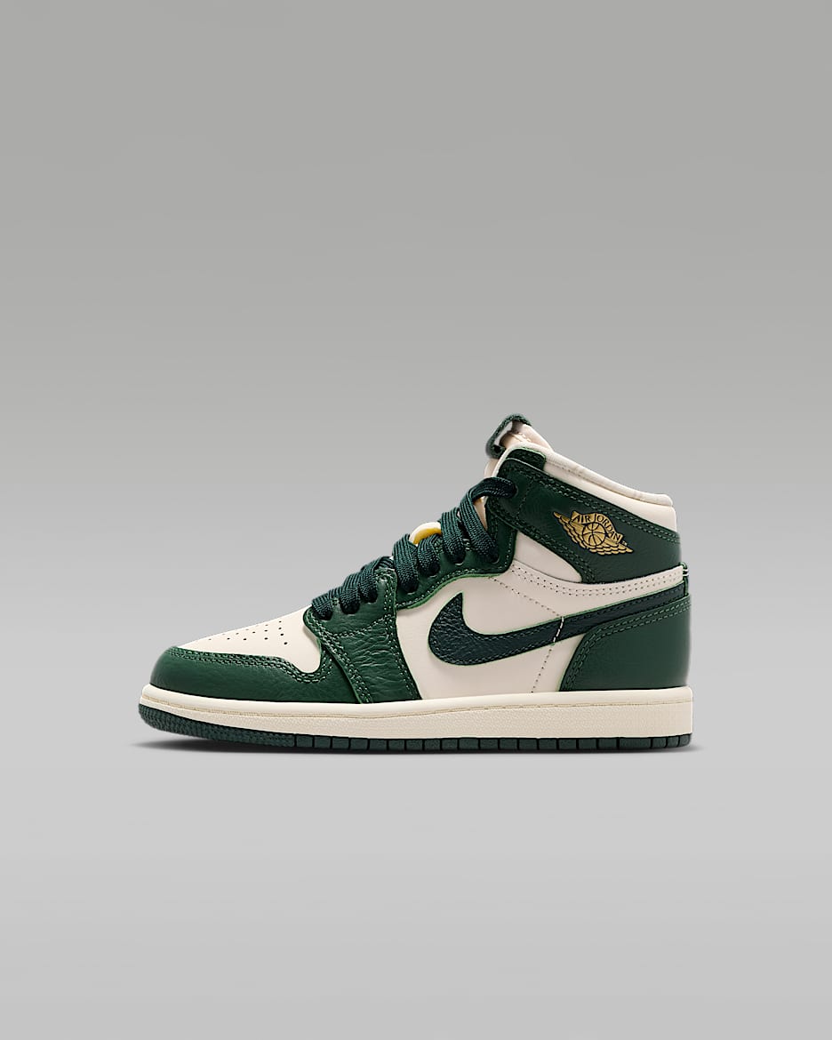 Buty dla małych dzieci Jordan 1 Retro High OG - Pale Ivory/Fir/Coconut Milk/Pro Green