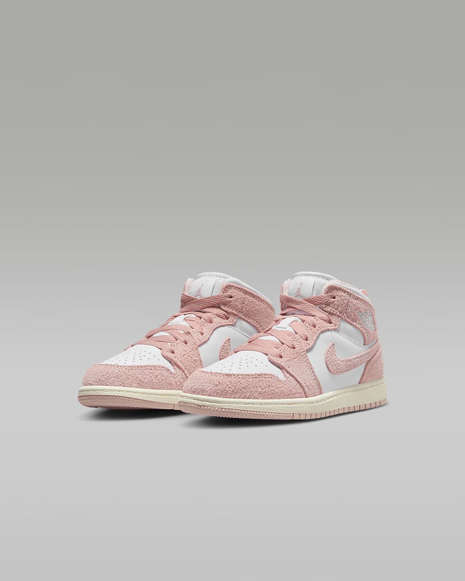 Jordan 1 Mid SE kleuterschoenen - Wit/Sail/Legend Pink