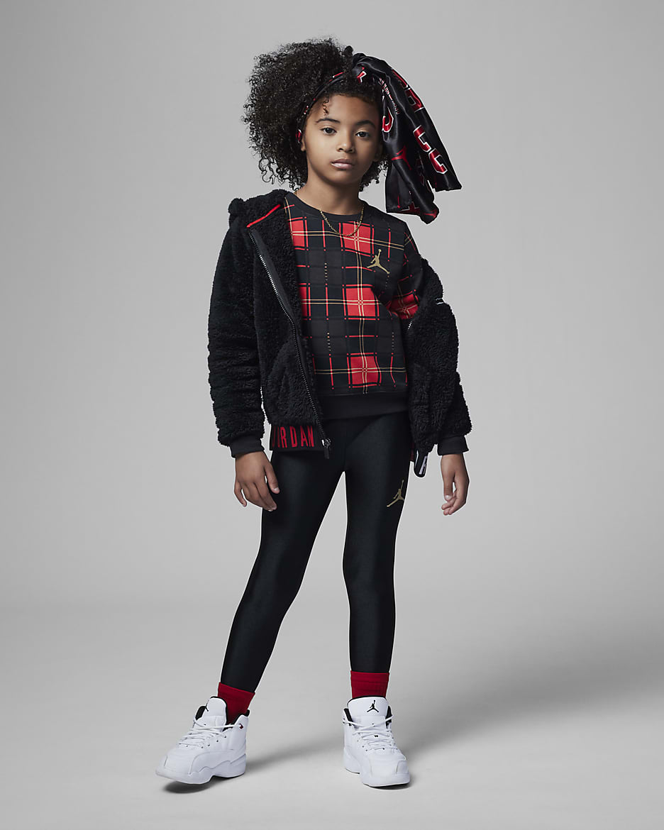 Jordan Flight Checked Shine Leggings Set Younger Kids' Set - Black
