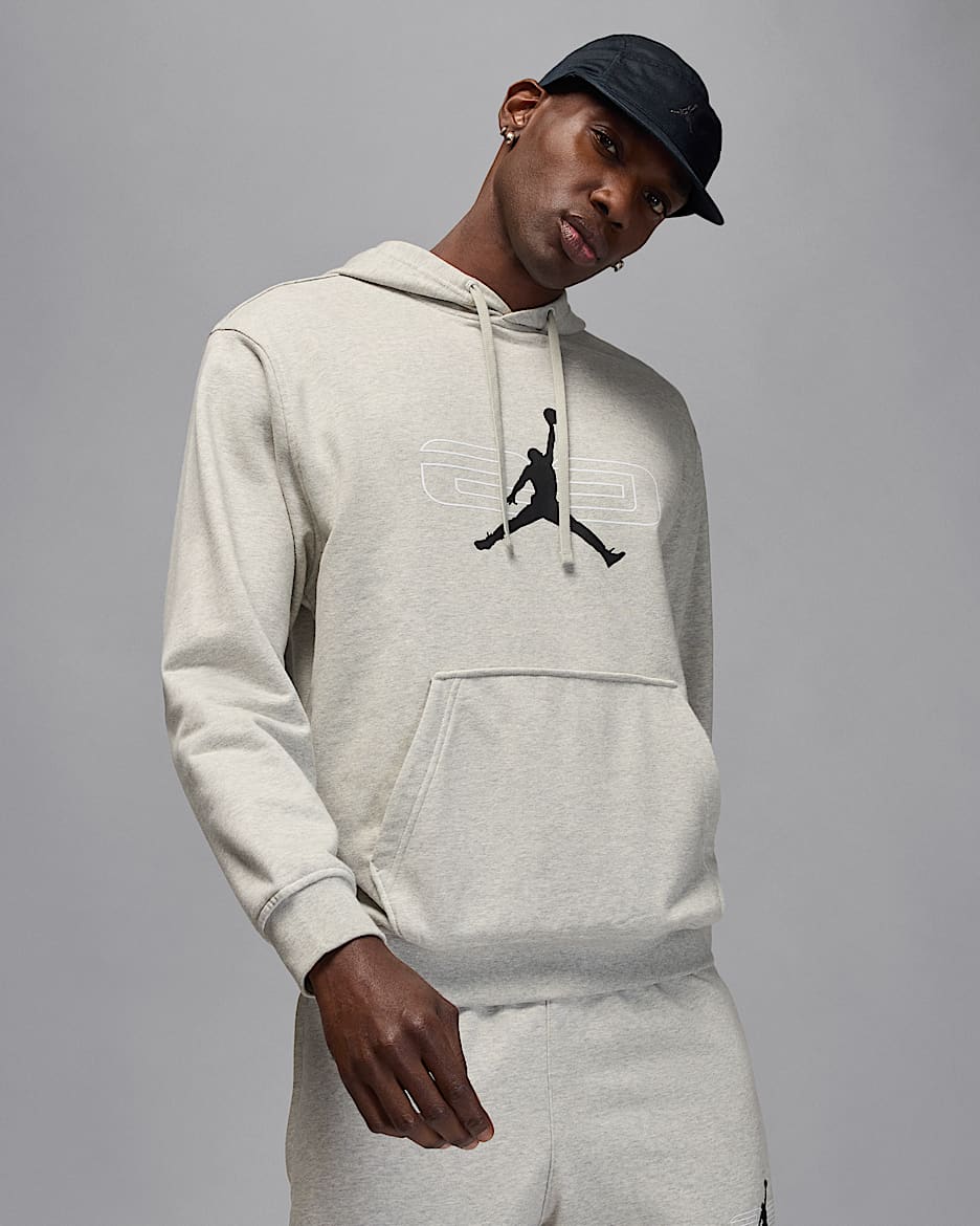 Sudadera con gorro sin cierre de tejido Fleece para hombre Jordan Sport Crossover - Gris jaspeado/Blanco/Negro